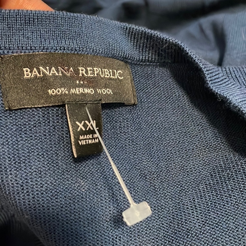 Banana Republic Factory Wool Sweater Mens Blue Gold long sleeve shirt New Sz XXL - Picture 2 of 5